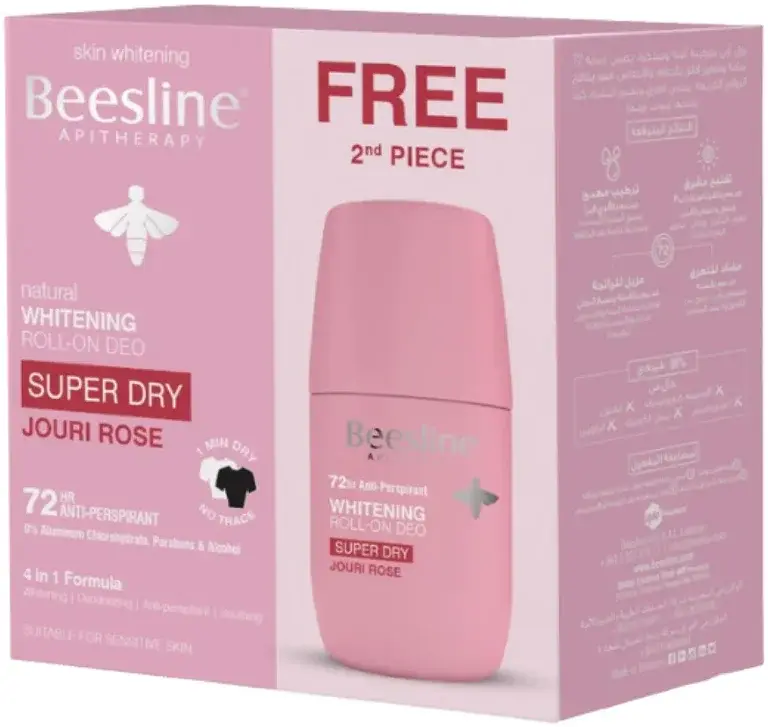 Beesline Deo Roll On Super Dry Jouri Rose 50mL 1+1 pack