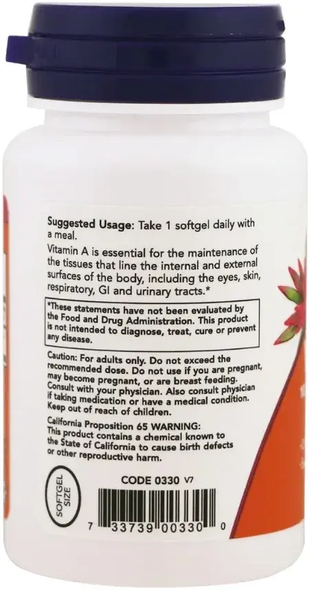 Now Vitamin A 10,000 Softgels 100S