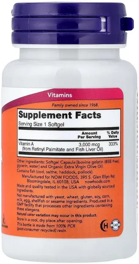 Now Vitamin A 10,000 Softgels 100S