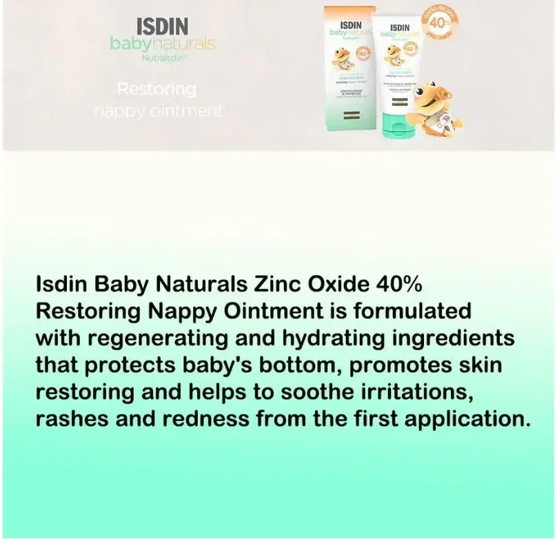 Isdin Babynaturals 40% Zinc Oxide Restoring Nappy Ointment 50mL