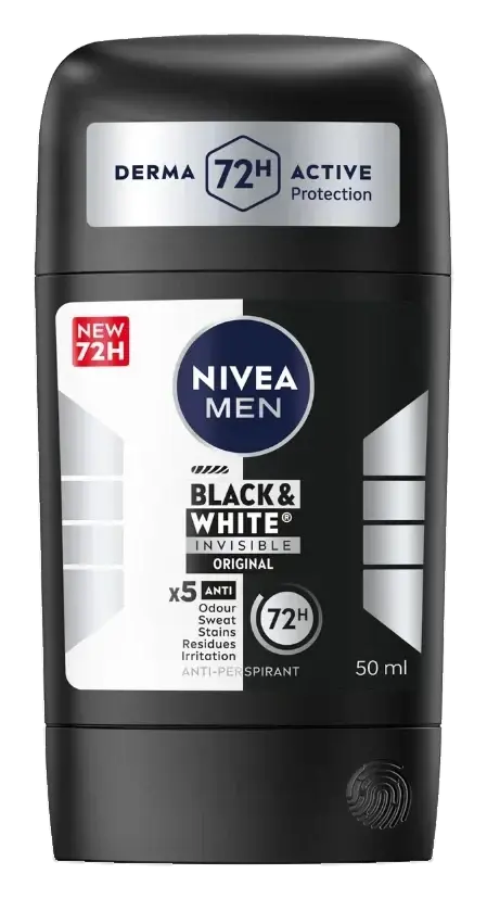 Nivea Black & White Invisible Deo Stick 72H 50mL pack