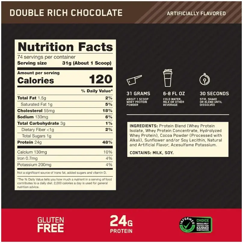 Optimum Nutrition 100% Whey Gold Standard Double Rich Chocolate 5lb