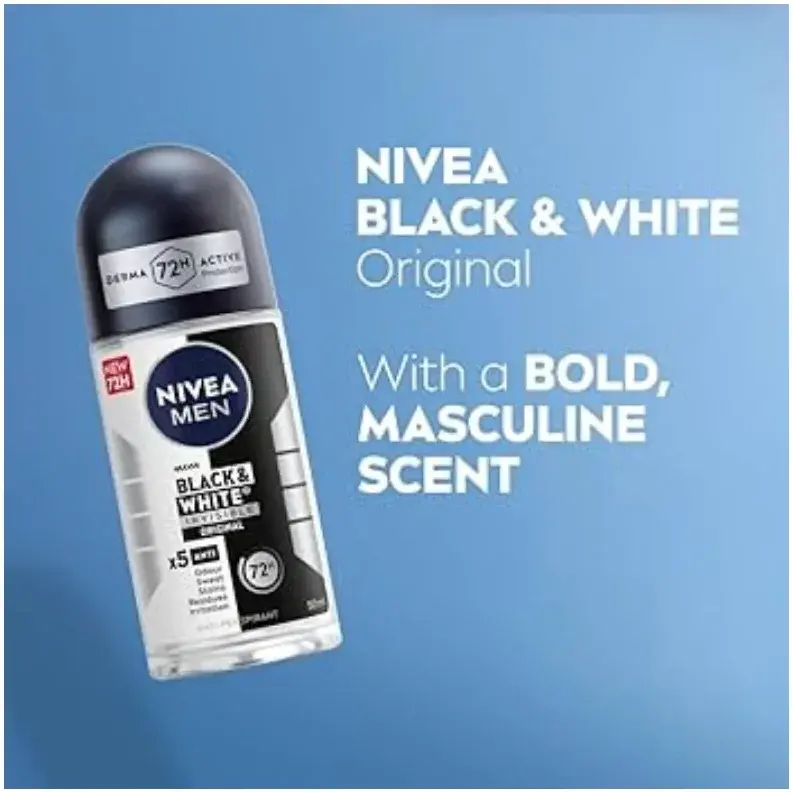 Nivea Nv300 Men Antiperspirant Roll-on for Men, Black & White Invisible Protection Fresh, 50mL