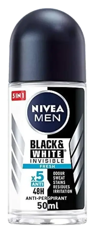 Nivea Nv300 Men Antiperspirant Roll-on for Men, Black & White Invisible Protection Fresh, 50mL pack