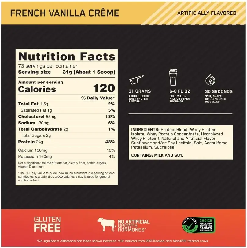 Optimum Nutrition 100% Whey Gold French Vanilla Powder 5Lb