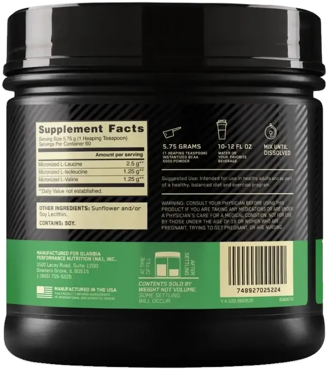 Optimum Nutrition Instantized BCAA 5000 345G Unflavored