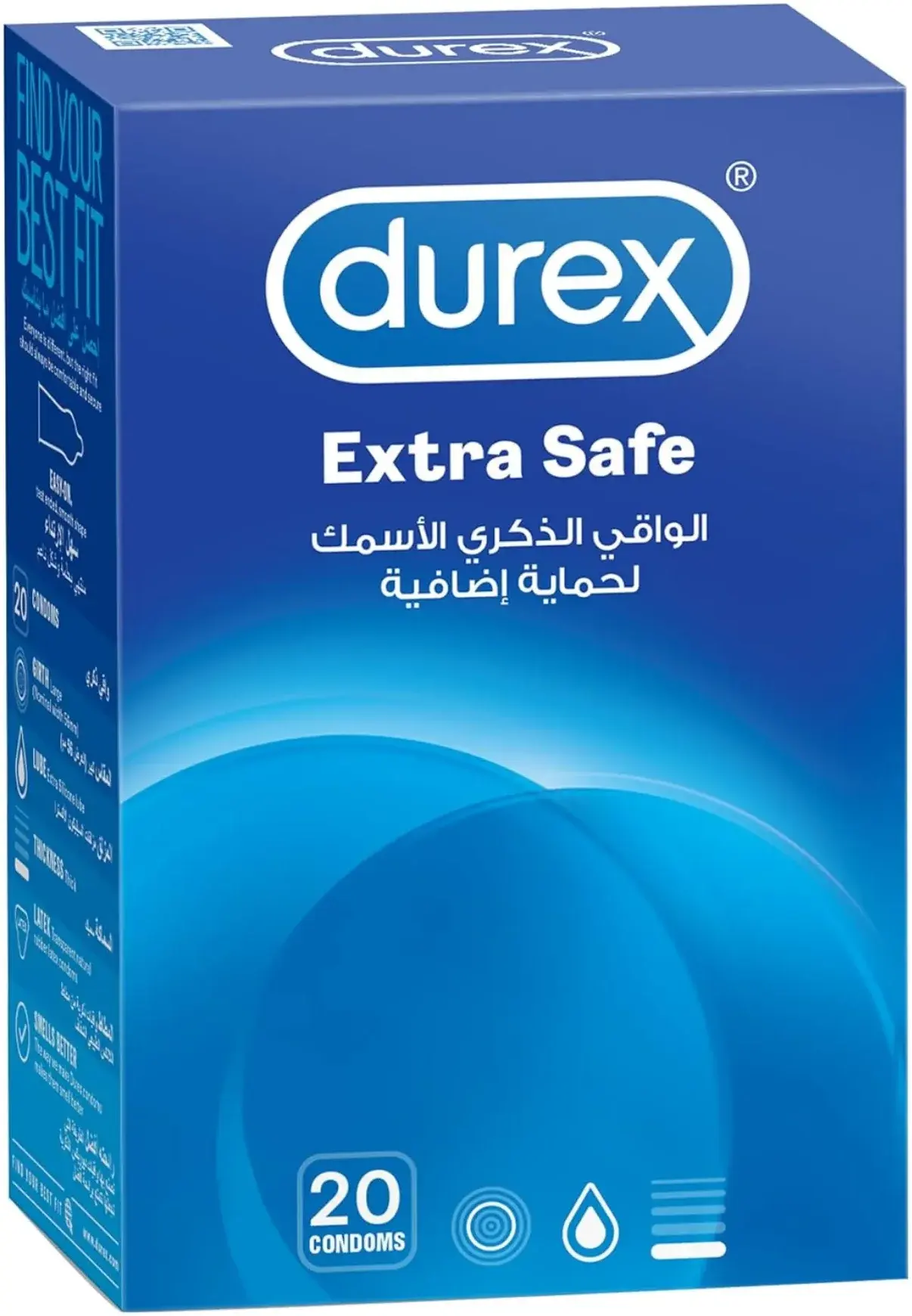 Durex Extra Safe Thicker Extra Lubricated Latex Condoms 20s pack