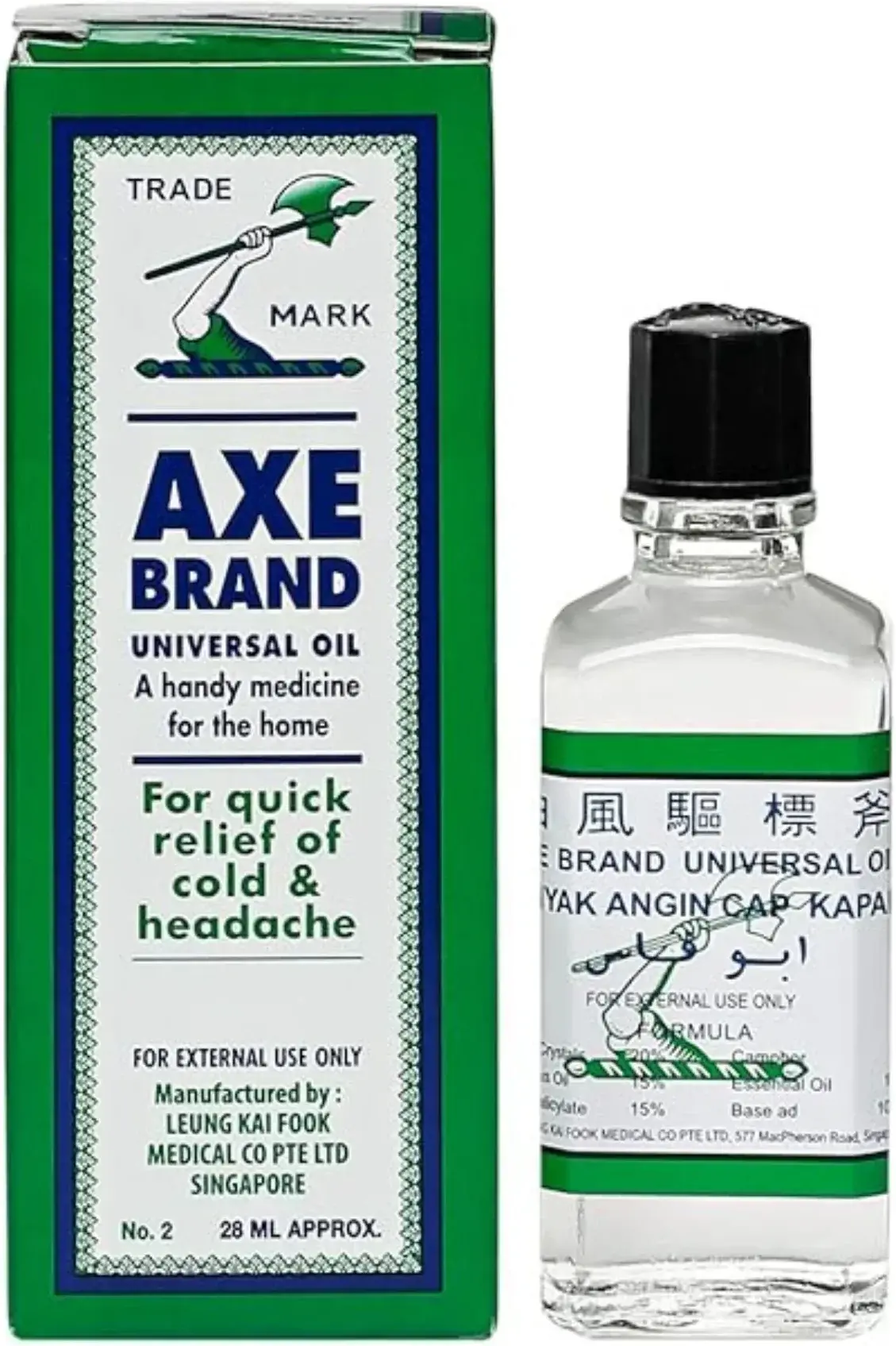 Axe Brand Universal Medicated Muscle & Headache Relief Oil 28ml pack
