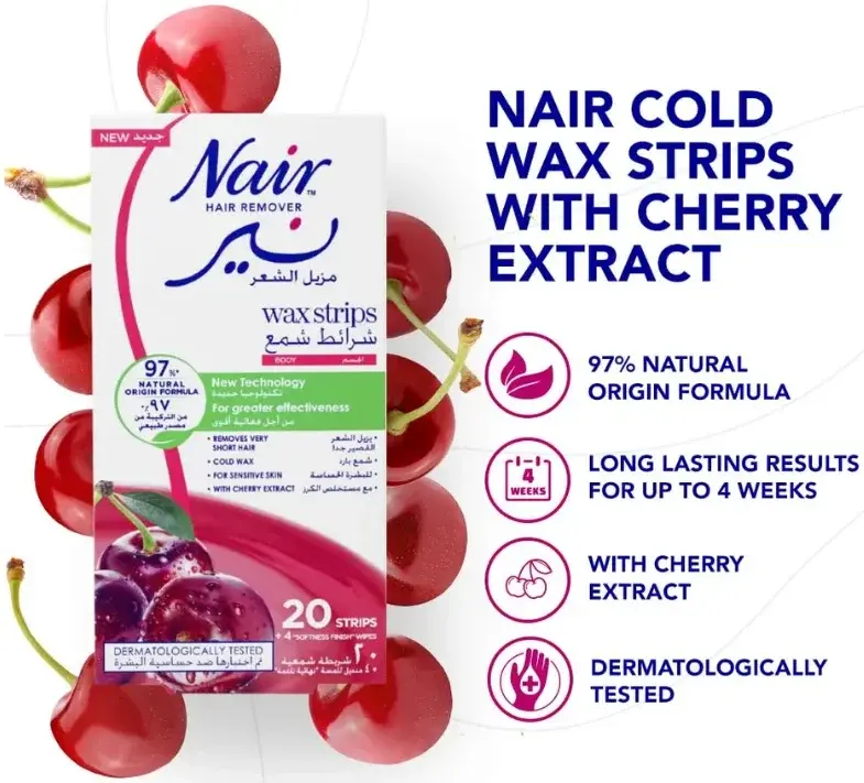 Nair Wax Strip Sensitive Skin Cherry 20S