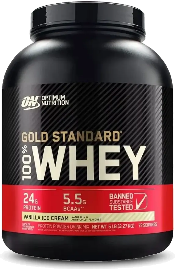 Optimum Nutrition 100% Whey Gold Standard Vanila Ice Cream Protein 5Lb pack