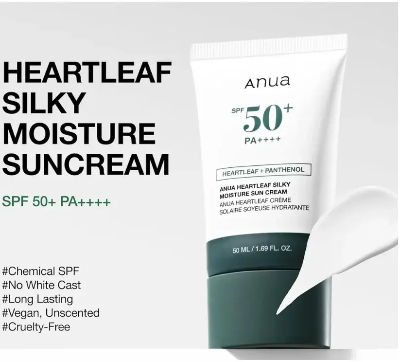 Anua Heartleaf Silky Spf 50++ Moisture Sun Cream 50mL