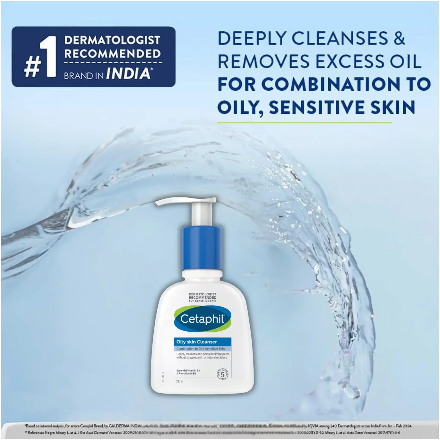 Cetaphil Gentle Dermacontrol Oil-Removing Facial Cleanser for Oily Skin 236ml