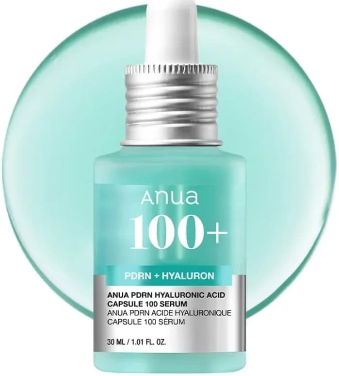 Anua PDRN Hyaluronic Acid Capsule 100 Serum, Radiant Face Serum, Salmon DNA, Hyaluronic Acid, Hydration, Plumping Moisturising Effect, Lightweight, Glass Skin, Korean Skincare, 30 ml