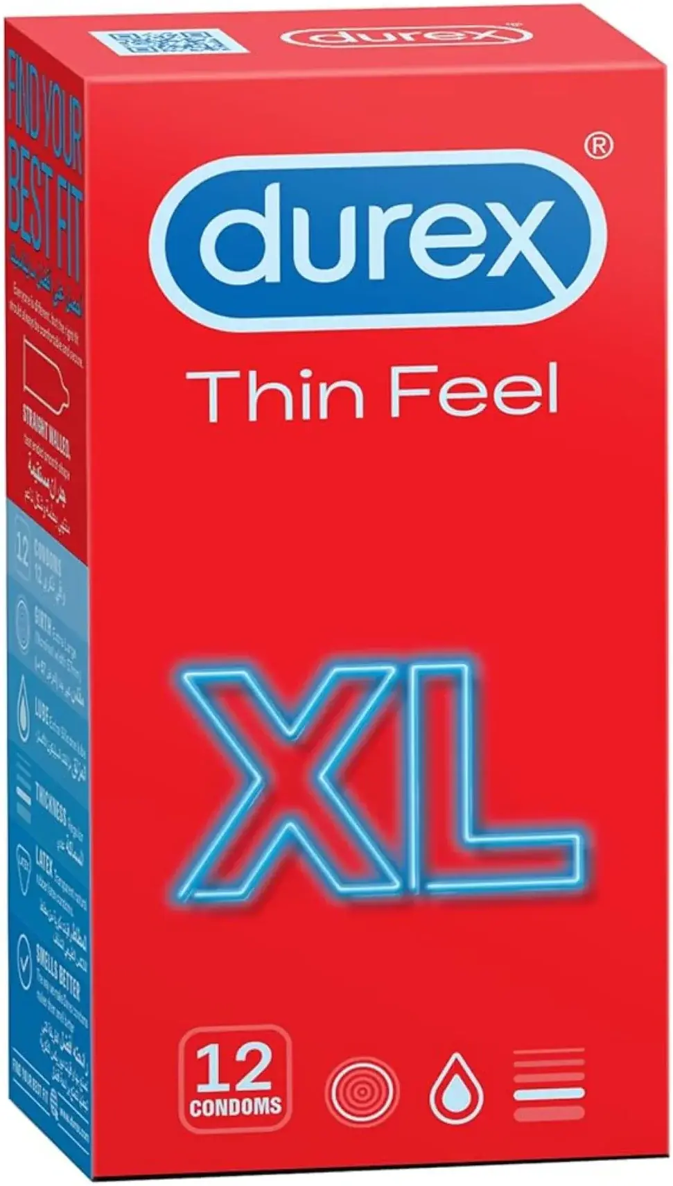 Durex Thin Feel XL Extra Large Natural Sensation Latex Condoms 12s pack