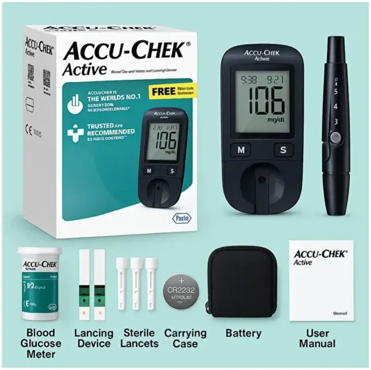 Accu-Chek Active Blood Glucose Monitor with Softclix Lancing Device & Strips
