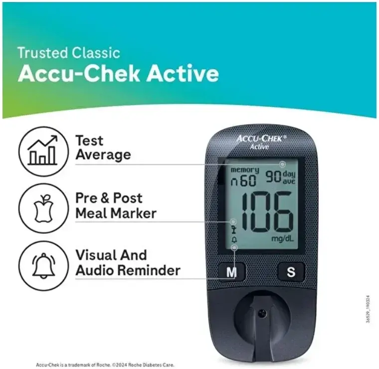 Accu-Chek Active Blood Glucose Monitor with Softclix Lancing Device & Strips