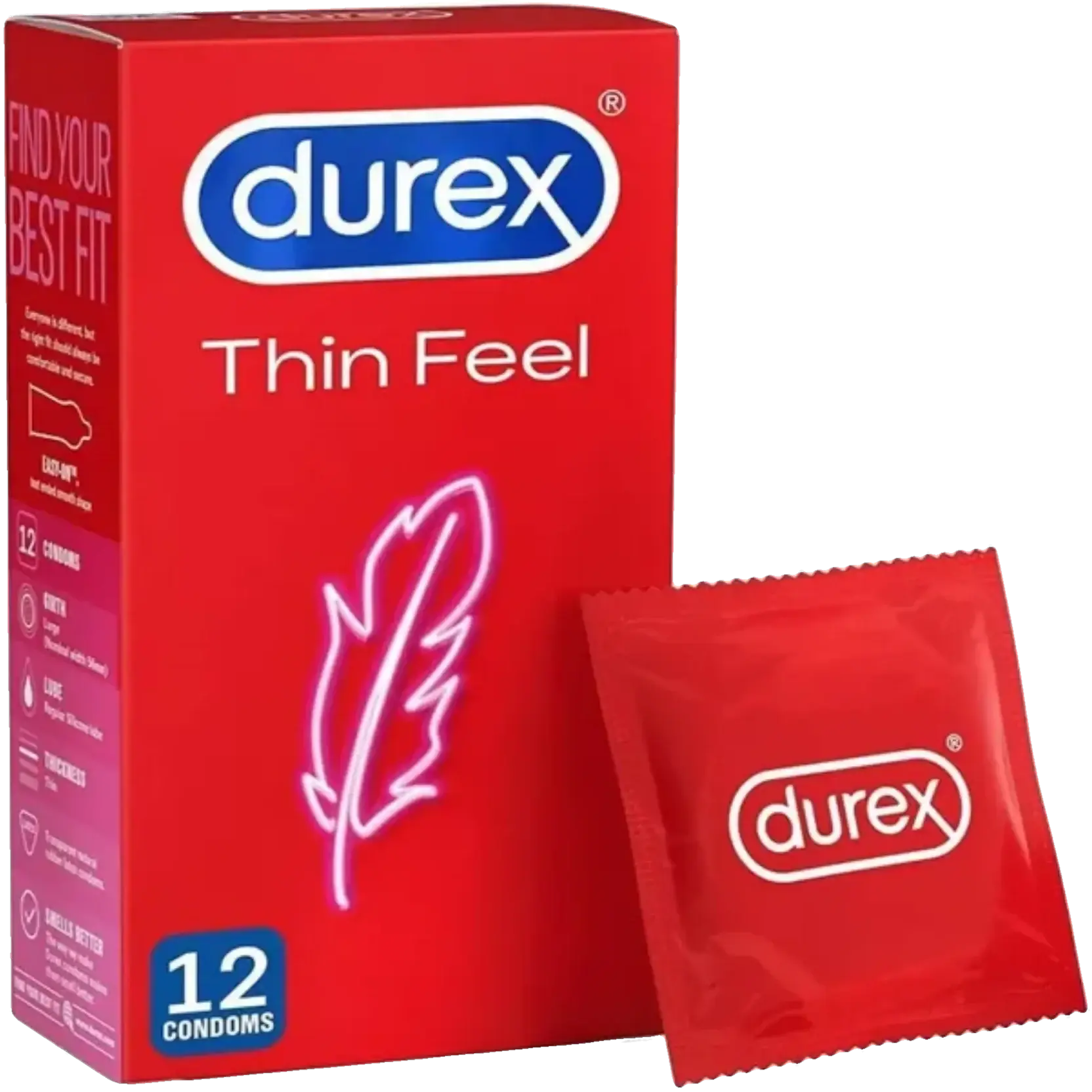 Durex Feel Thin Natural Sensation Latex Condoms 12s pack