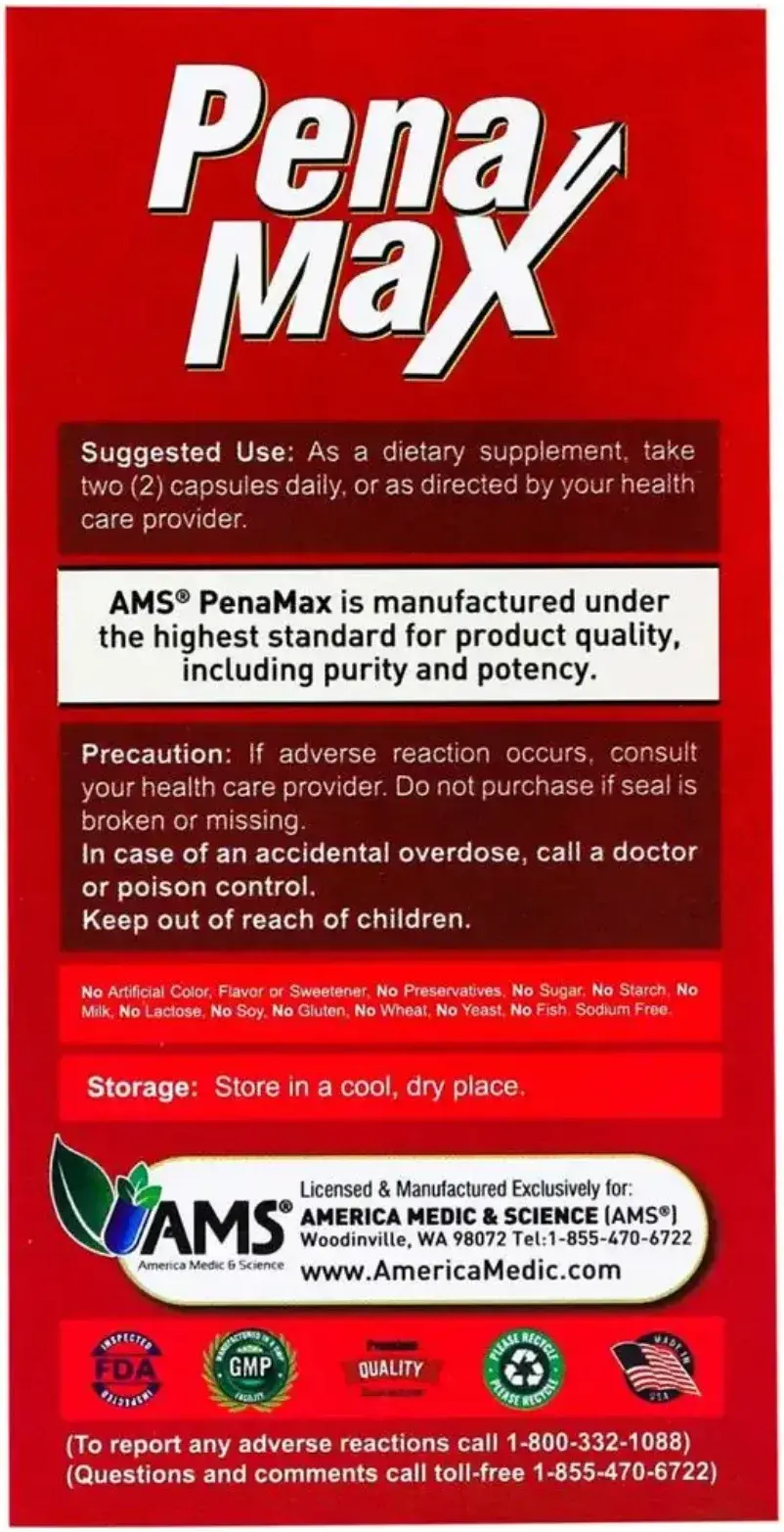 AMS Penamax Male Performance & Vitality Enhancement Capsules 60s