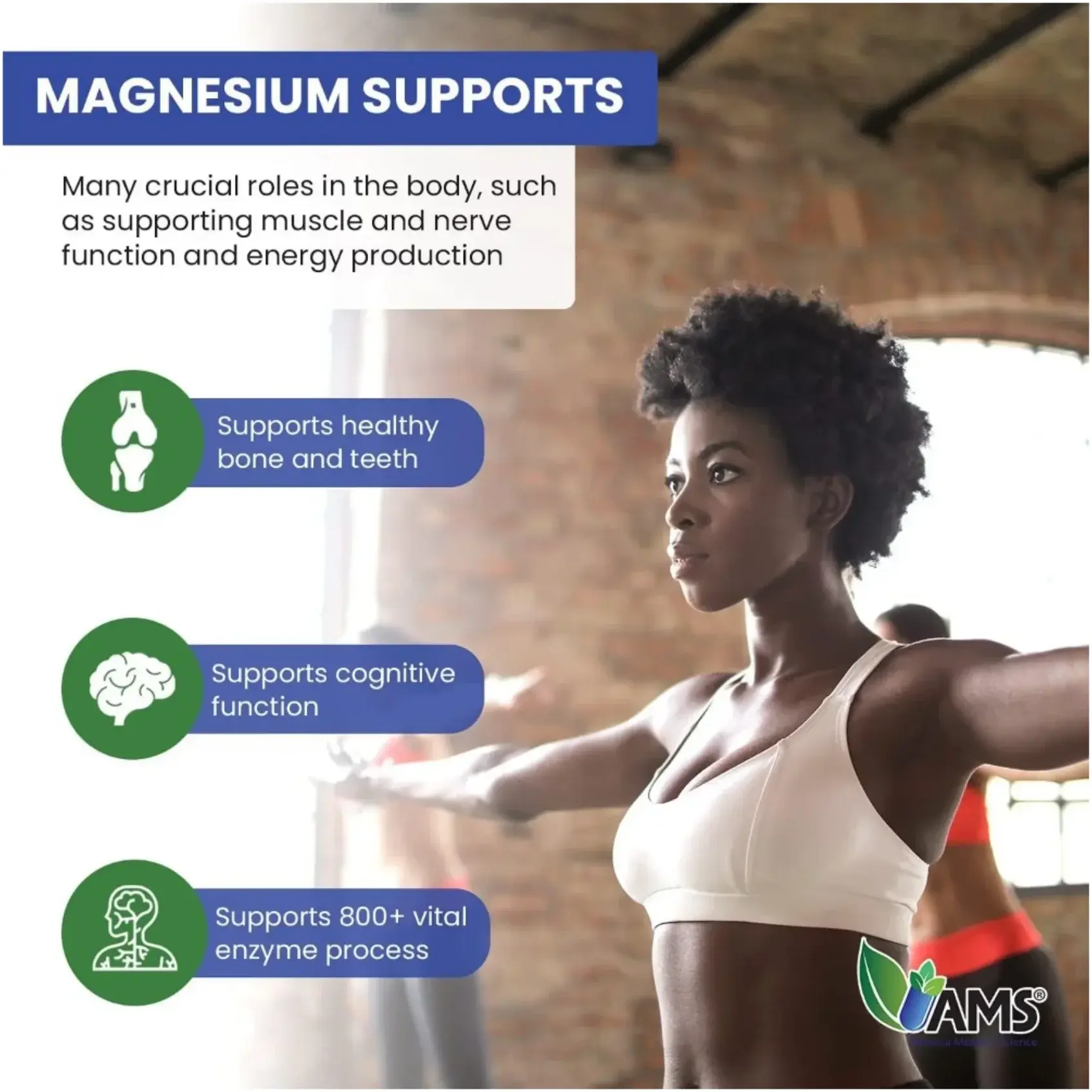 AMS Magnesium 250mg Muscle & Nerve Support Tablets 50s