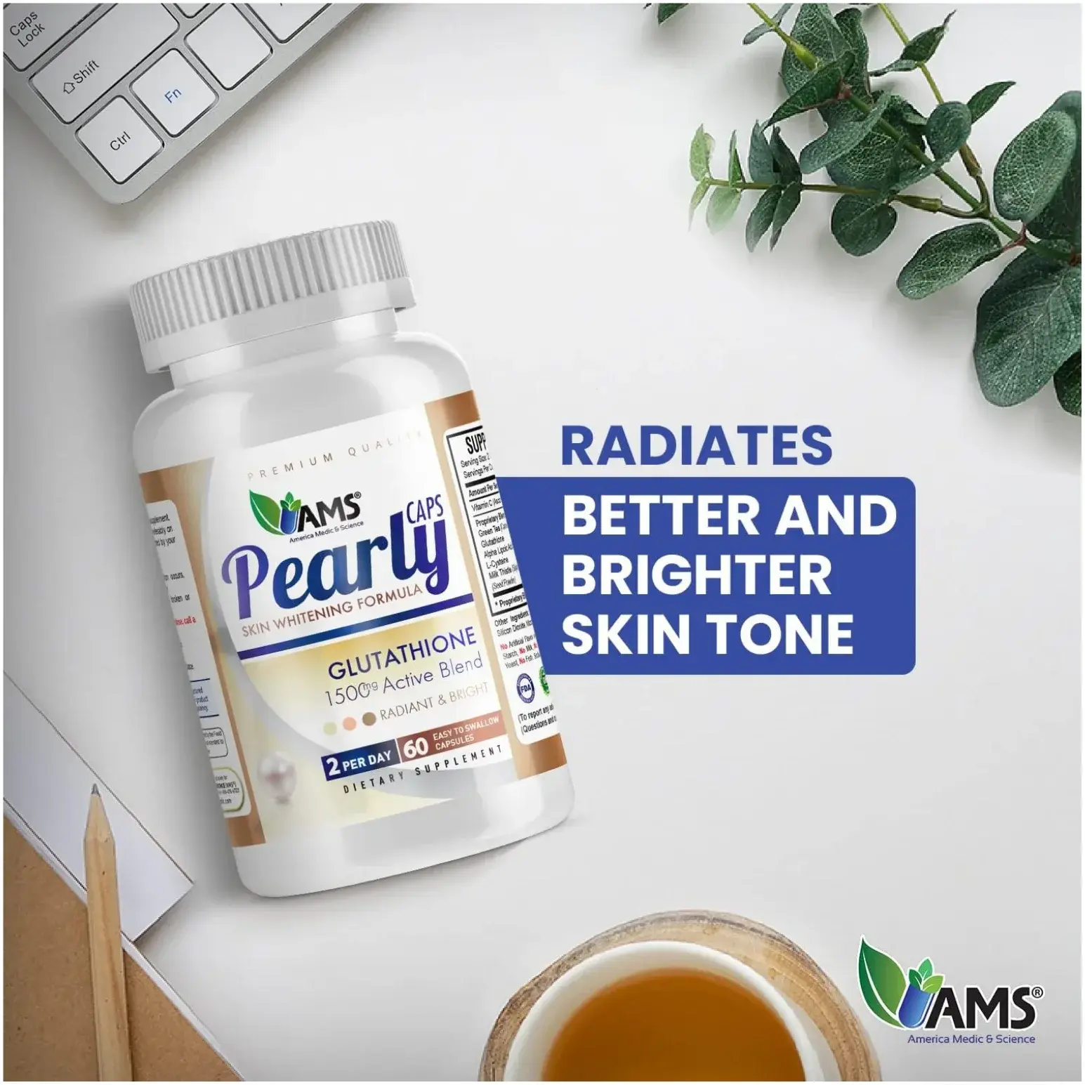 AMS Pearly Skin Brightening & Whitening Supplement Capsules 60s