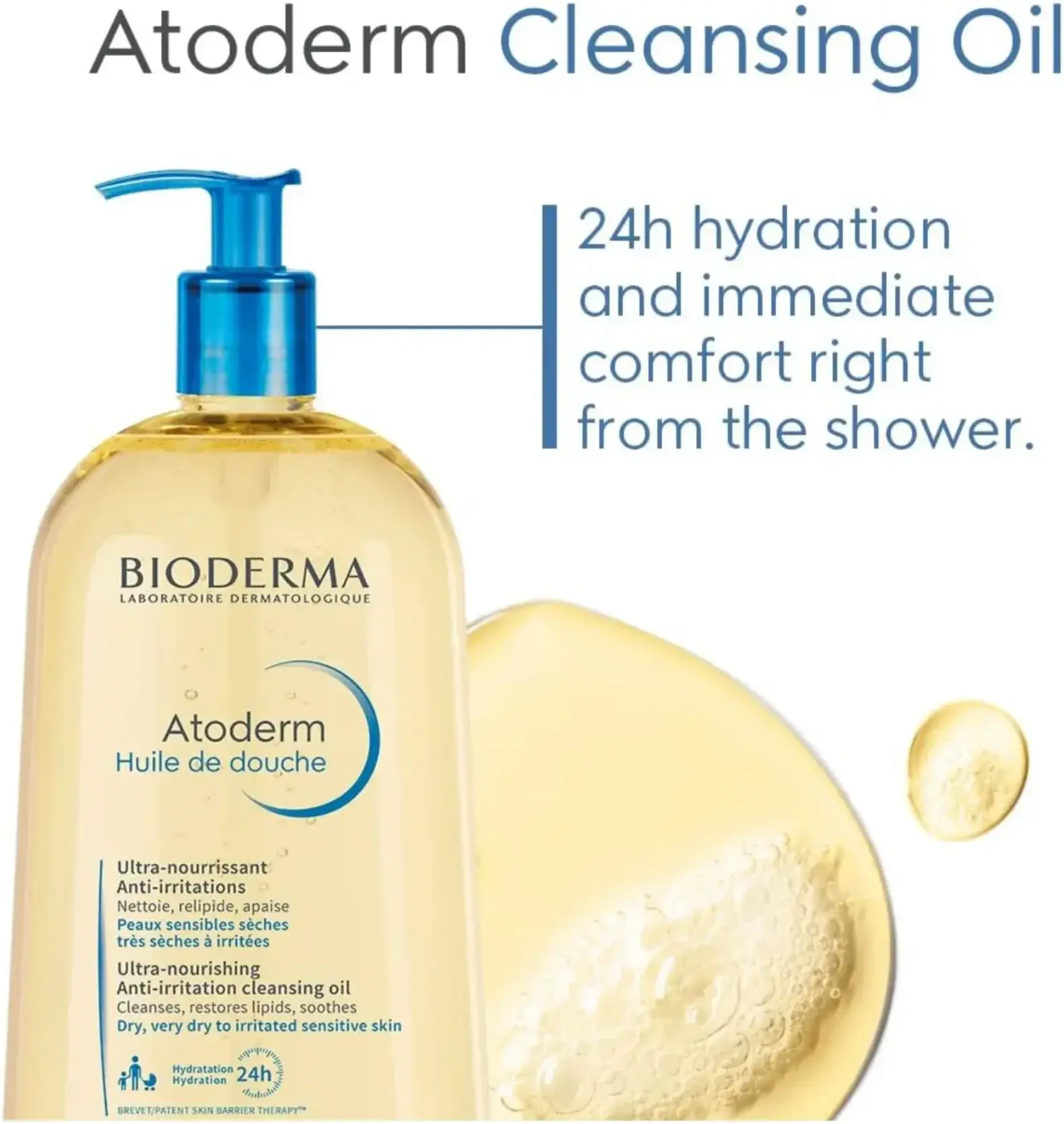 Bioderma Atoderm Nourishing Cleansing Shower Oil for Dry Skin 1L Pump