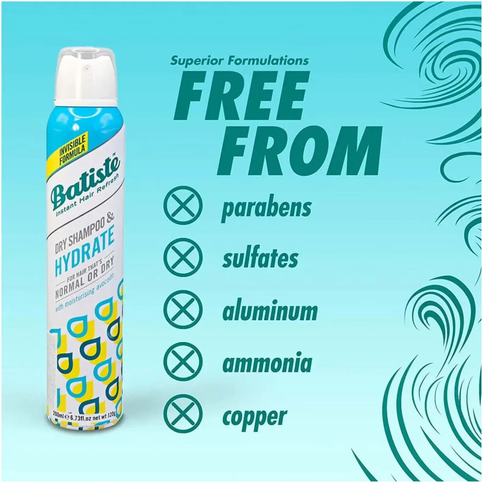 Batiste Hydrate Refreshing Dry Shampoo for Normal to Dry Hair 200ml