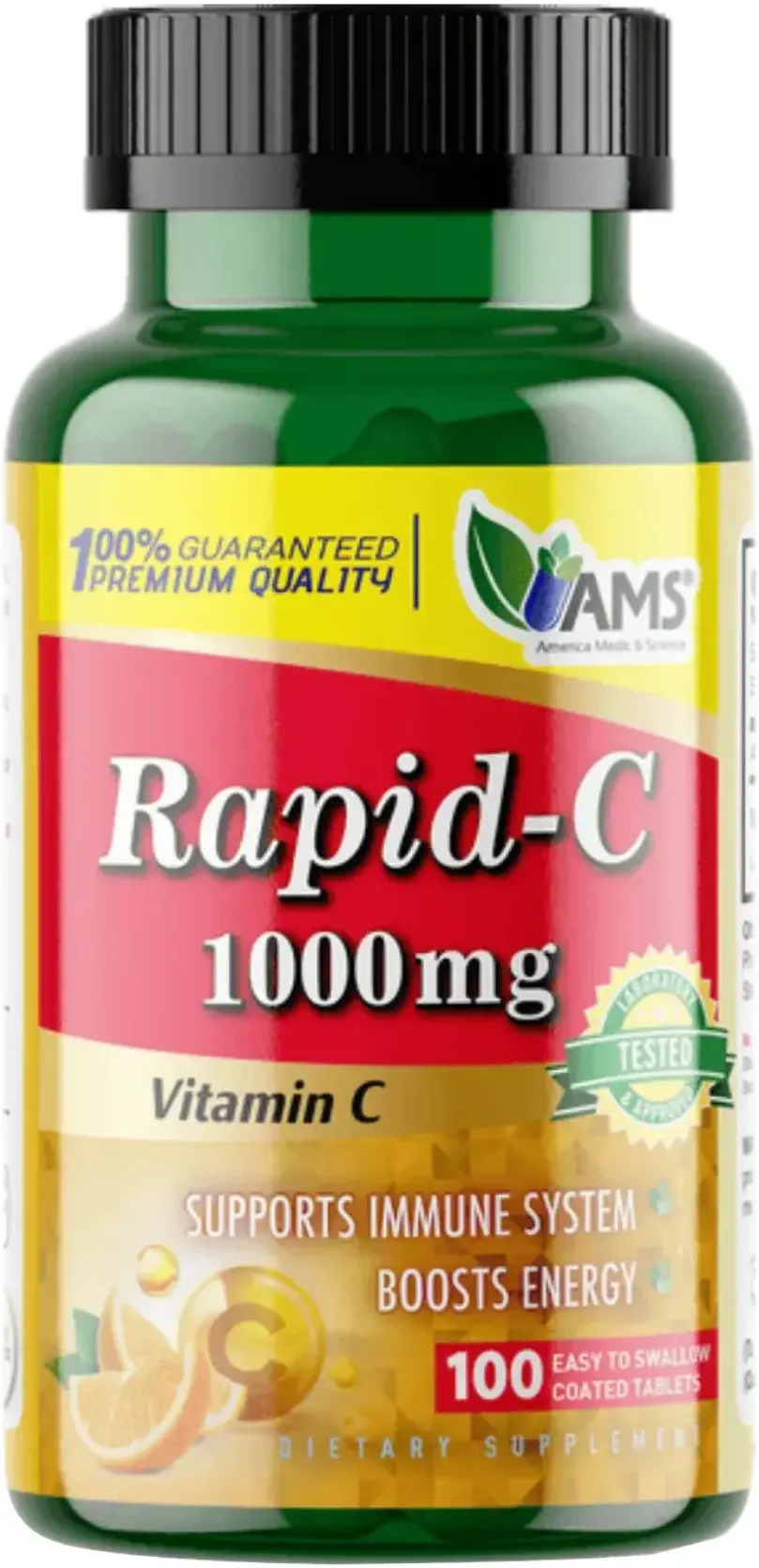 AMS Rapid C 1000mg Fast-Release Immune Support Vitamin C Tablets 100s