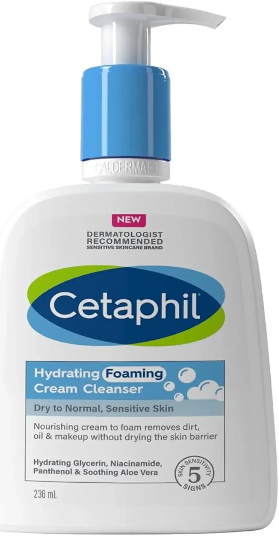 Cetaphil Hydrating Foaming Cream Facial Cleanser for Dry Skin 237ml pack