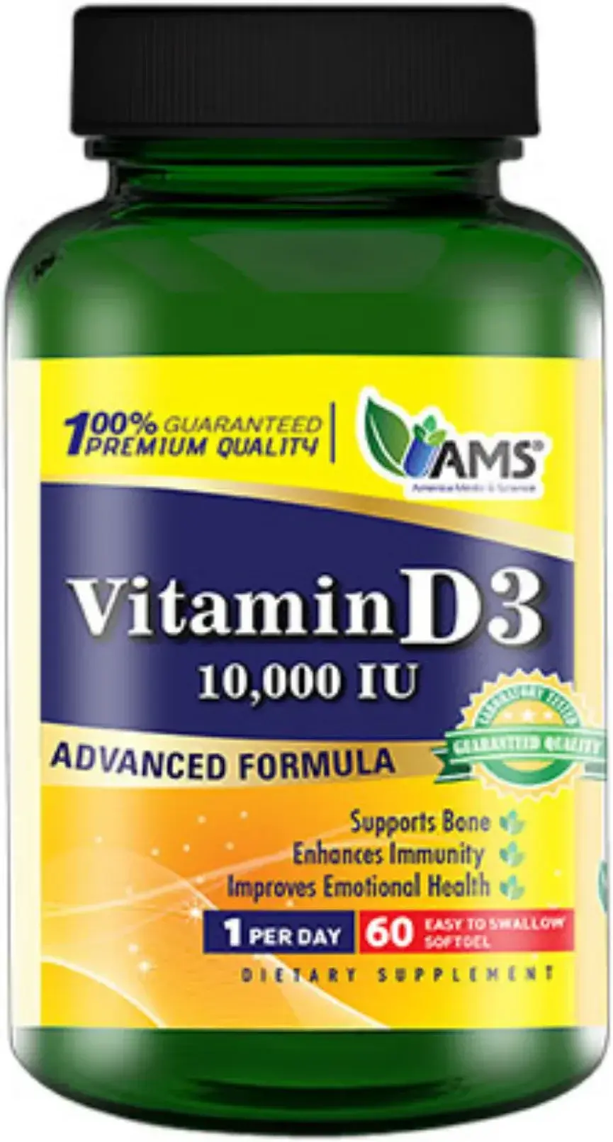 AMS Vitamin D3 10000 IU Bone & Immune Health Softgels 60s