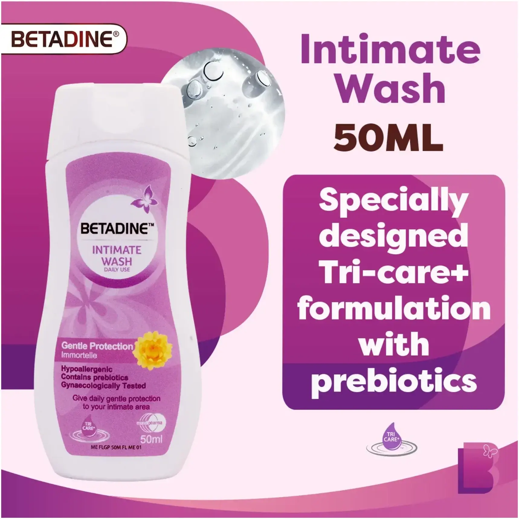 Betadine Gentle Protection Antiseptic Intimate Hygiene Wash 50ml