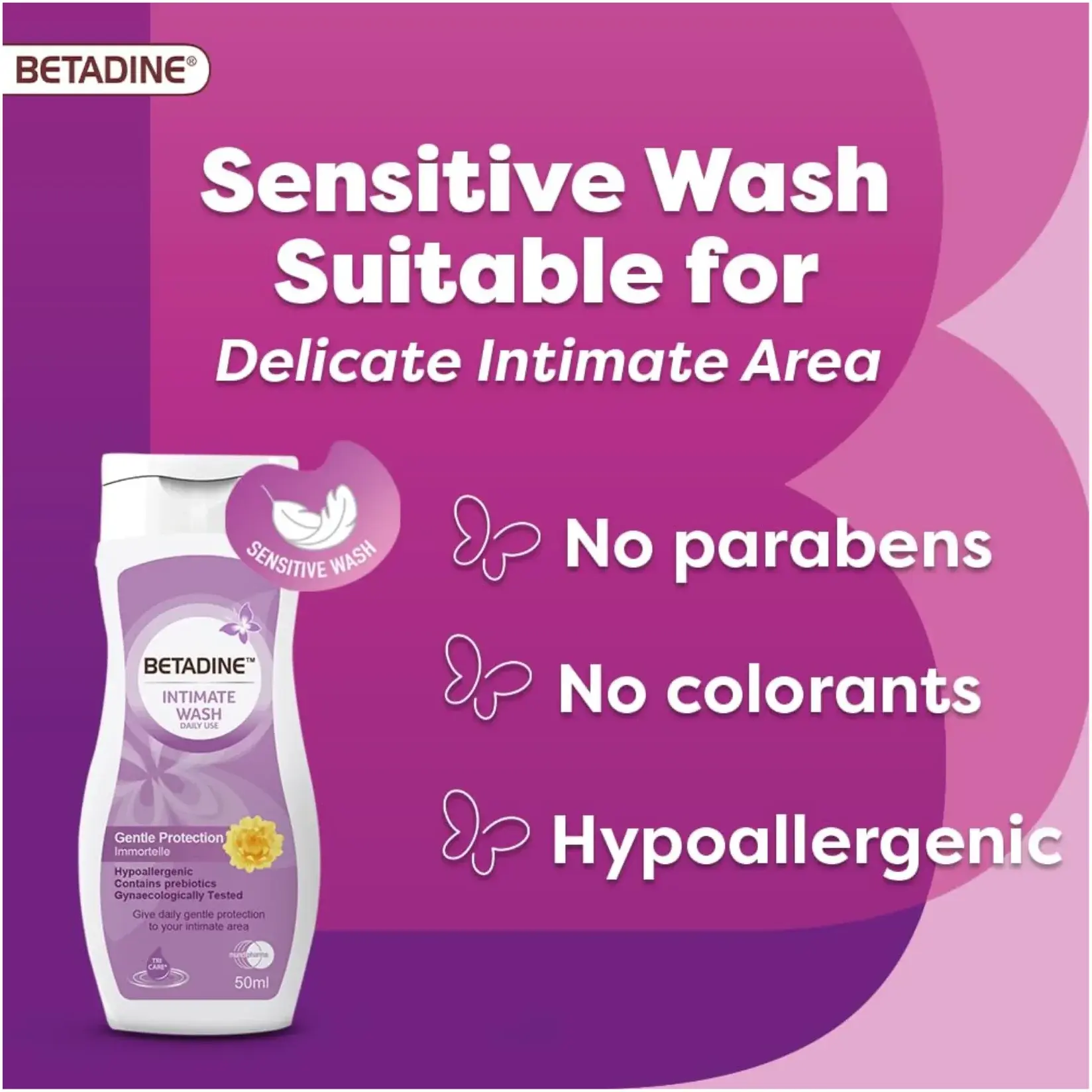 Betadine Gentle Protection Antiseptic Intimate Hygiene Wash 50ml