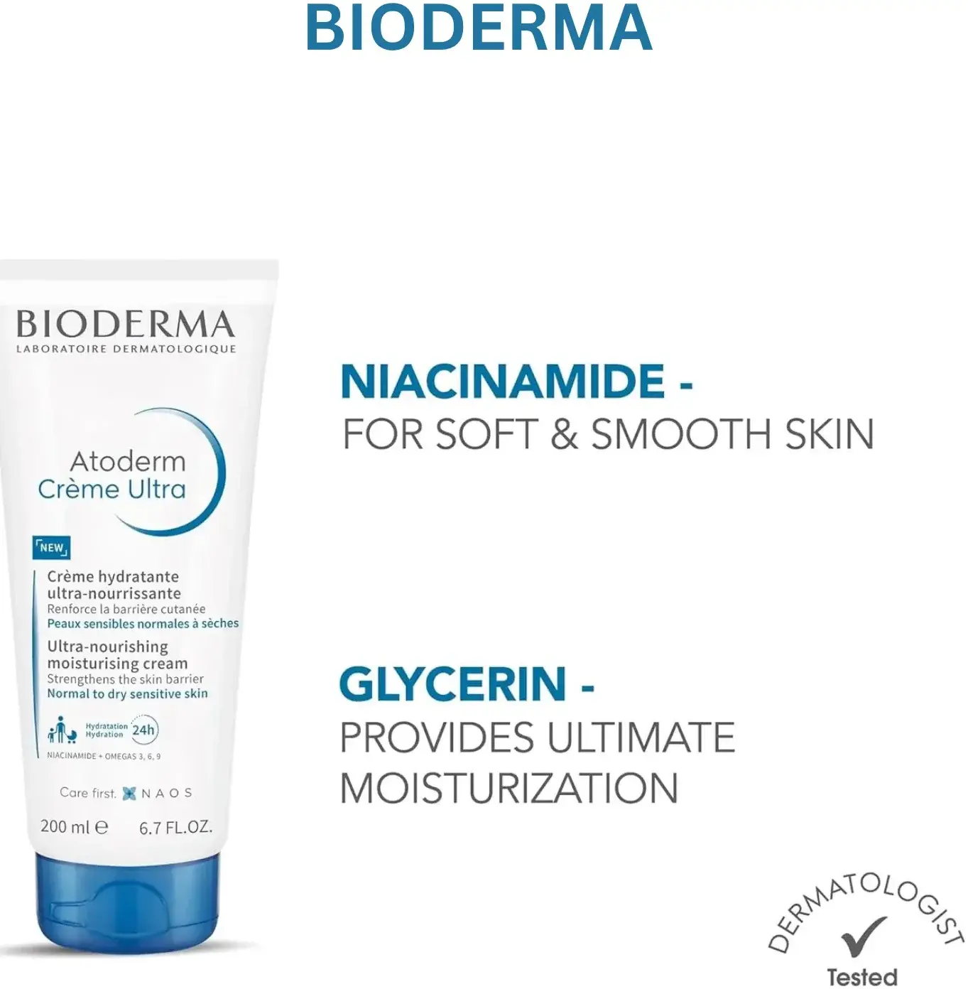 Bioderma Atoderm Ultra Nourishing Moisturising Cream for Dry Skin 200ml