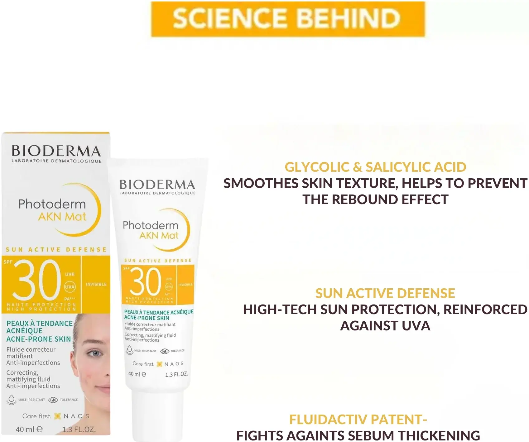 Bioderma Photoderm AKN Mattifying SPF30 Sunscreen Fluid for Acne-Prone Skin 40ml