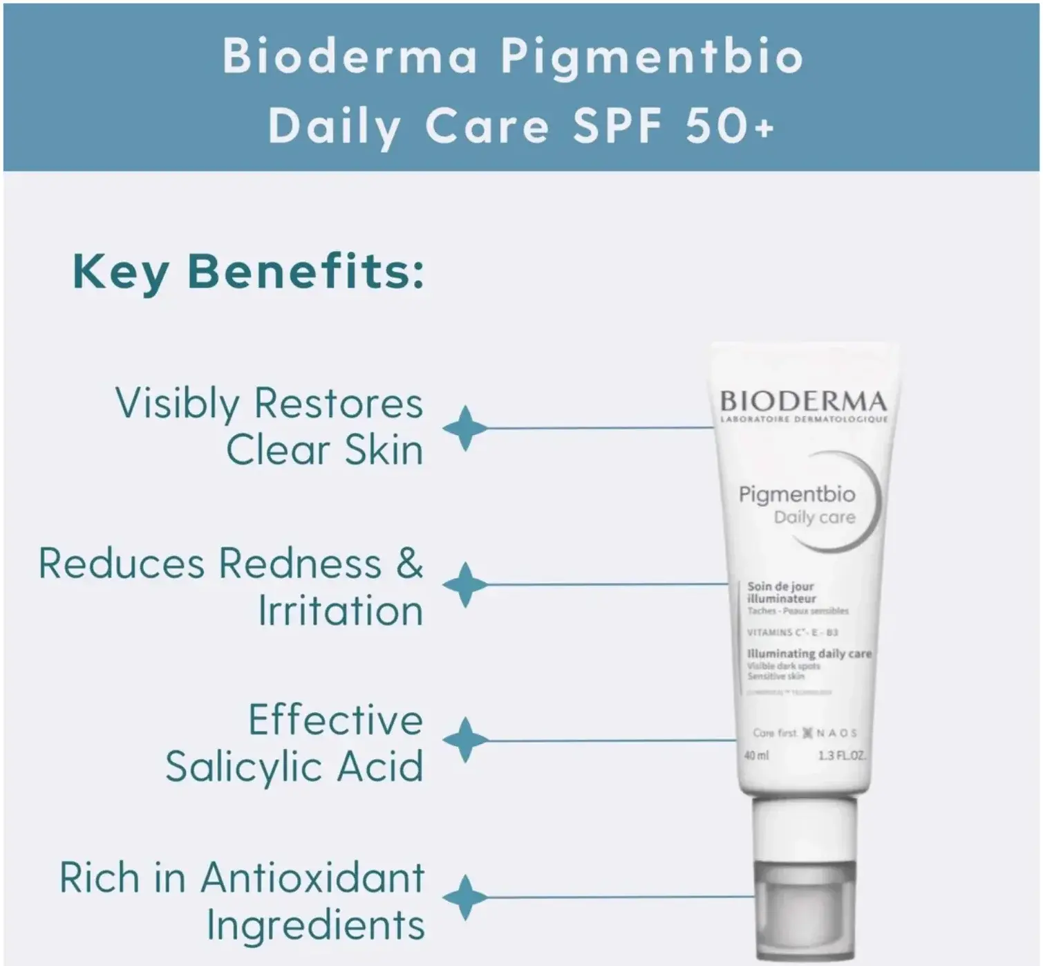 Bioderma Pigmentbio Daily Care SPF50+ Anti-Dark Spot Brightening Sunscreen 40ml