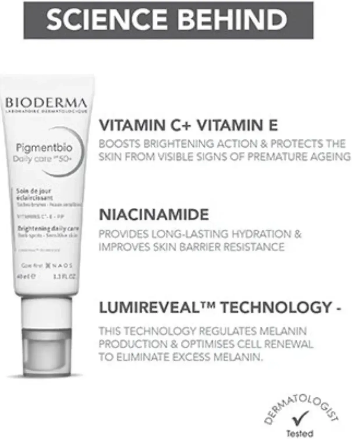 Bioderma Pigmentbio Daily Care SPF50+ Anti-Dark Spot Brightening Sunscreen 40ml