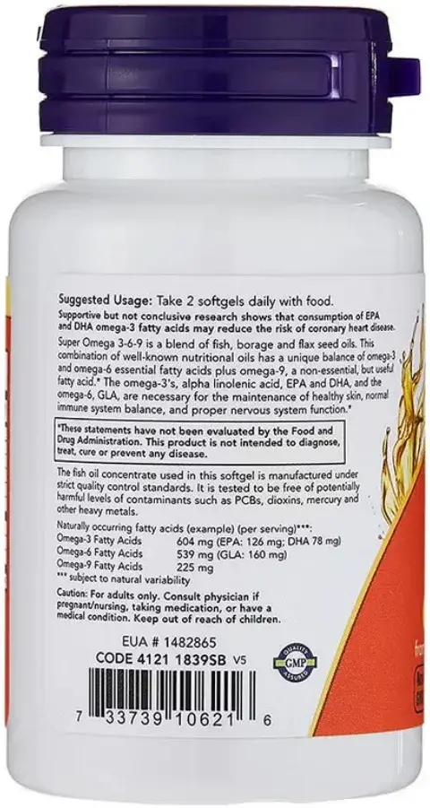 Now Super Omega 3-6-9 Heart & Brain Health Softgels 30s