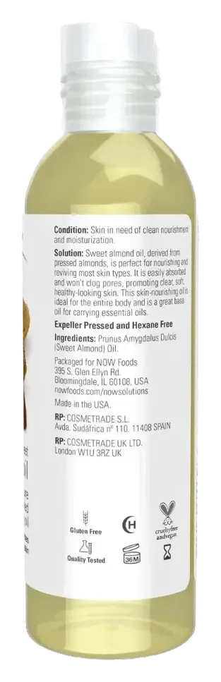 Now Sweet Almond Pure Natural Skin & Hair Nourishing Oil 118ml