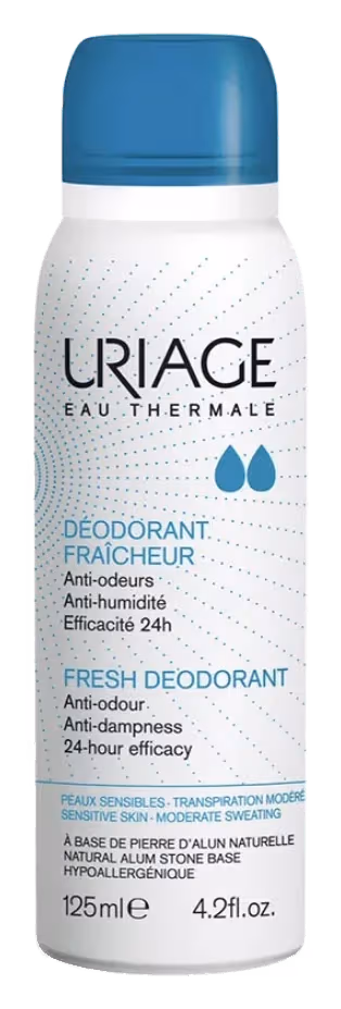 Uriage Fresh 24H Deodorant Spray for Sensitive Skin 125ml pack