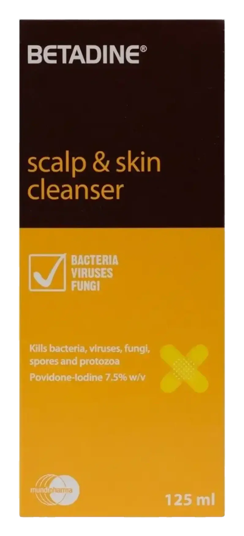 Betadine Povidone-Iodine Antiseptic Scalp & Skin Cleanser 125ml pack