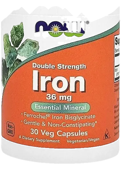 Now Iron 36mg Vegan Supplement Capsules 30s pack