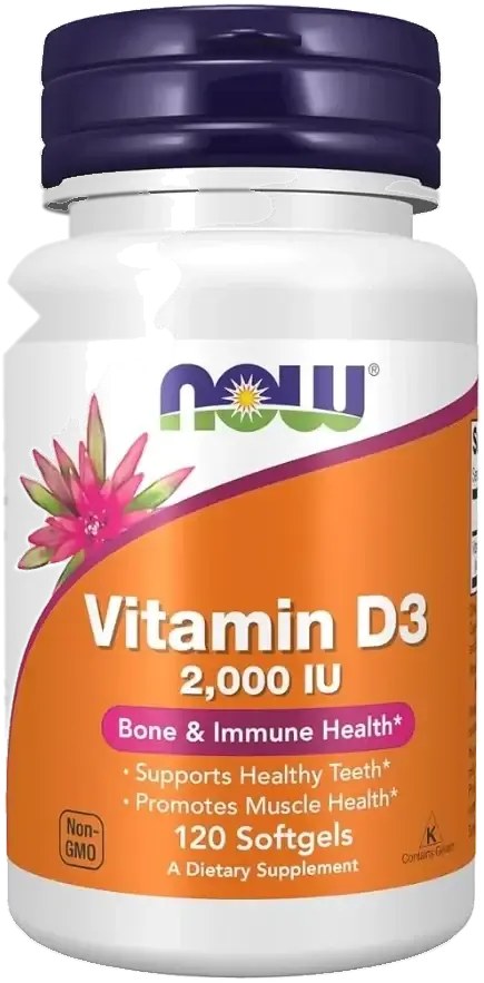 Now Vitamin D3 2000IU Bone & Immune Support Softgels 120s pack