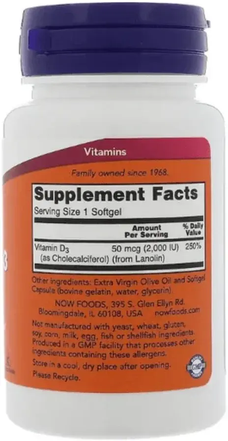 Now Vitamin D3 2000IU Bone & Immune Support Softgels 120s