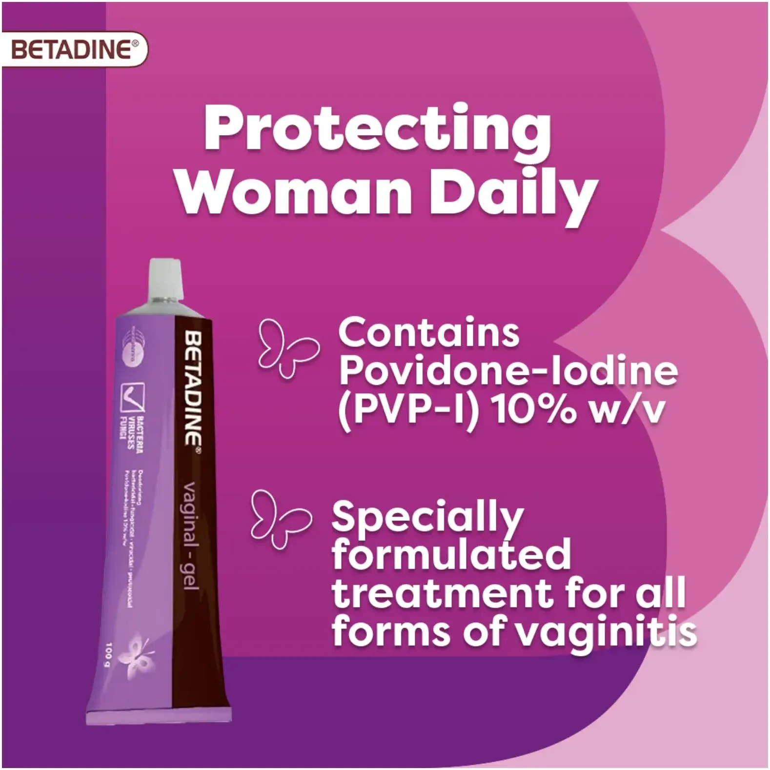 Betadine Povidone-Iodine Antiseptic Vaginal Infection Treatment Gel 100g