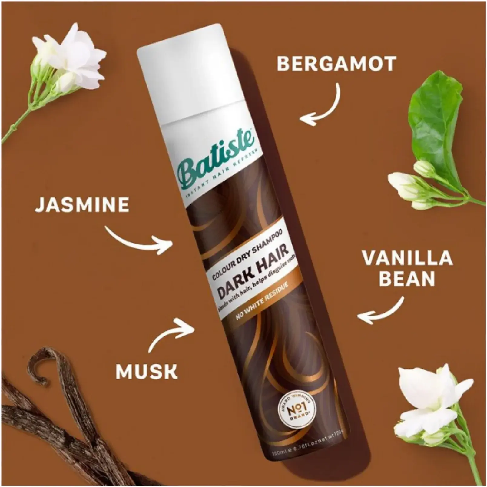 Batiste Plus Divine Dark Refreshing Dry Shampoo for Dark Hair 200ml