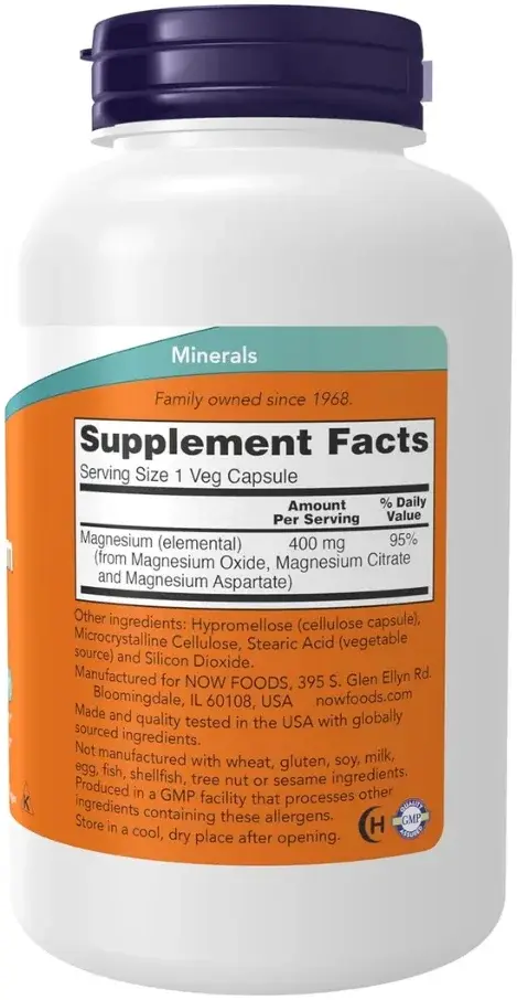 Now Magnesium 400mg Supplement Capsules 180s
