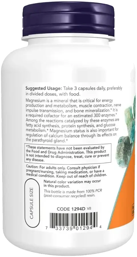 Now Magnesium Citrate Supplement Veg Capsules 120s