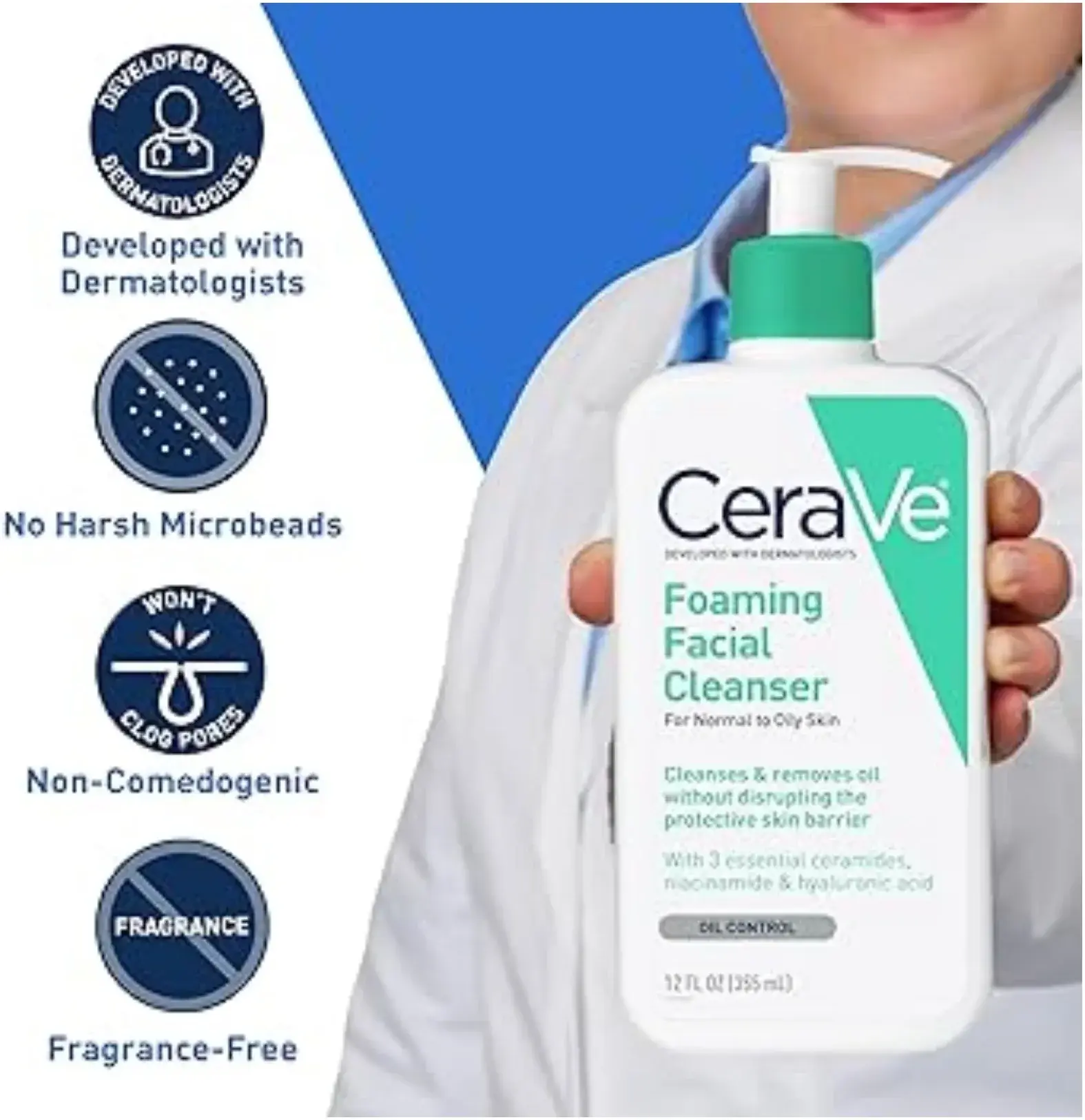 CeraVe Foaming Facial Cleanser for Normal to Oily Skin 473ml