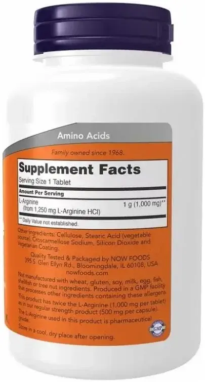 Now L-Arginine Double Strength Cardiovascular Support Tablets 1000mg 120s