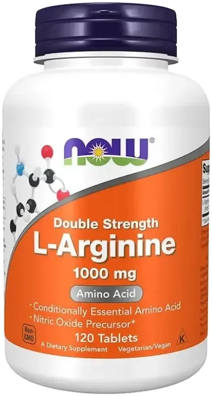 Now L-Arginine Double Strength Cardiovascular Support Tablets 1000mg 120s pack