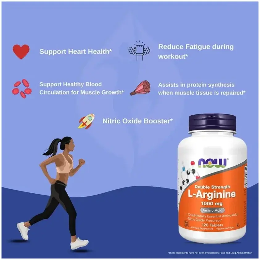 Now L-Arginine Double Strength Cardiovascular Support Tablets 1000mg 120s